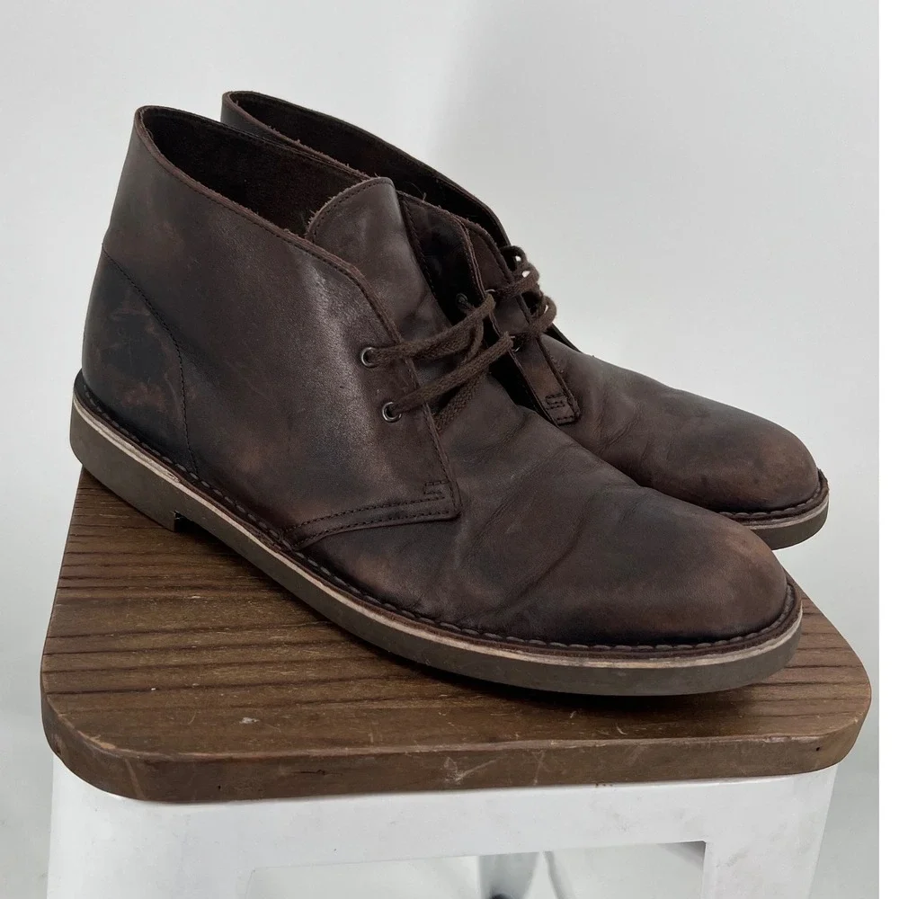 Clarks Bushacre 2 Chukka Boots Men's 13 Brown Leather Desert Boots Crepe Sole